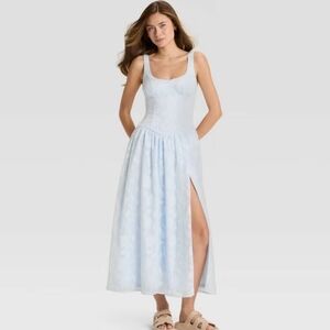 🍵 Wild Fable Jacquard Tulle Trim Maxi A-Line Dress